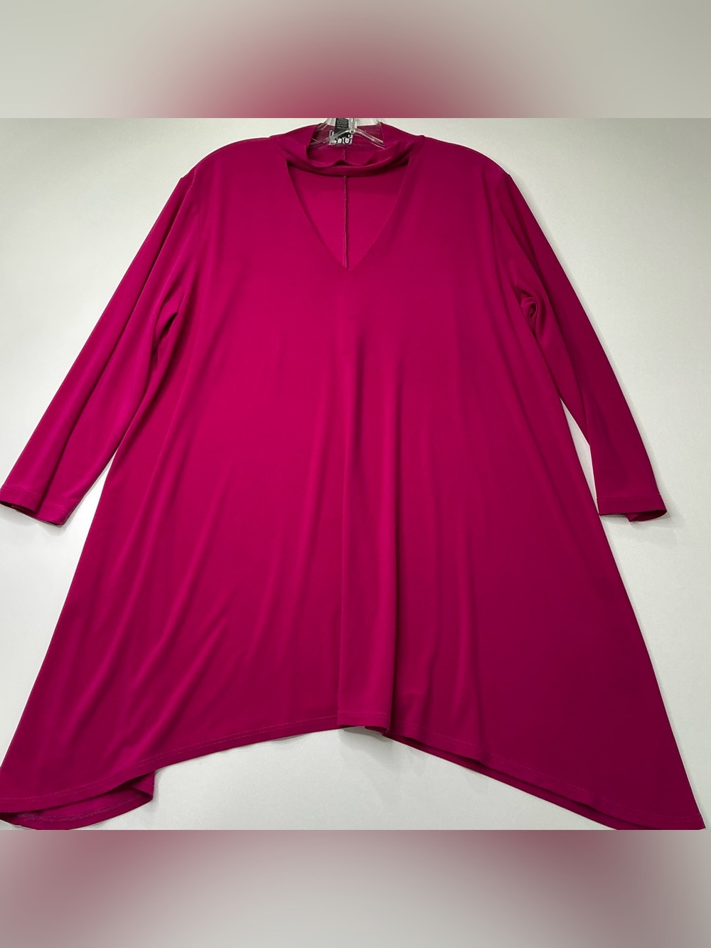 Clara Sun Woo Womens Pullover Pink Stretch Blouse L 3/4 Sleeves Artsy Lagenlook